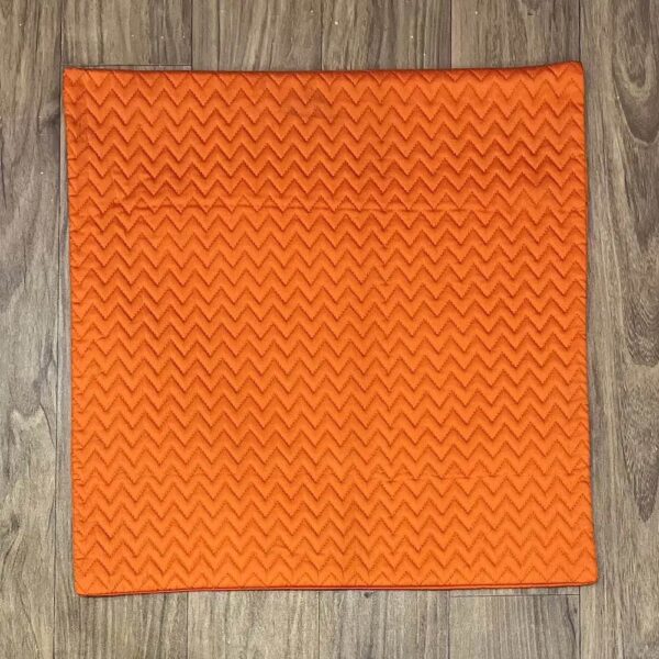 Orange and Parrot Green Vibrant Zigzag Quilted Cushion - Image 4