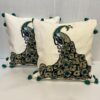 Regal Peacock Embroidered Throw Cushion
