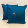 Front view of Azure Comfort Chevron Cushions in blue, set of two for stylish living room accents