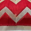Fabric Detail View of Red & Golden Chevron Cushion Cover, Shimmering Chevron Embroidery