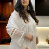 Elegant White Cotton Shifli Suit Set - Image 2