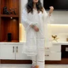 Elegant White Cotton Shifli Suit Set - Image 3