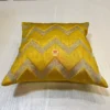 Single Yellow Chevron Luxe Throw Cushion, displayed with metallic chevron and bright yellow sheen