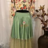 Back view of Enchanted Meadow Tulle Maxi Skirt Lehenga with floral top and layered skirt