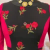 Ruffle sleeve closeup in bright pink of Floral Fantasy Crop Blouse