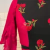 Ruffle sleeve closeup in bright pink of Floral Fantasy Crop Blouse