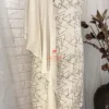 Angled front display of Geometric Elegance Straight Dress showcasing its innovative asymmetrical one-sleeve style, silver geometric pattern, and tailored fit for chic Kurti ensembles.