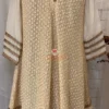 Side view of Golden Grace Embellished A-Line Kurta highlighting gold embroidery and elegant festive details, perfect for party wear and designer Kurti looks.