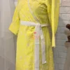 Lemon Green Wrap Around Kurti Dress – Side View, Embroidered Cotton, Ideal Summer Dress