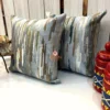 Silver Sage Abstract Embroidered Velvet Cushion Cover – Side Perspective Side perspective of Silver Sage Abstract Embroidered Velvet Cushion Cover showcasing premium embroidery and contemporary design