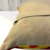 Back of Fiery Chevron Handwoven Cushion Cover - Natural Beige Fabric with Secure Button Closure