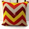 Fiery Chevron Handwoven Cushion Cover Front - Detailed Zigzag Red, Yellow and Beige Pattern