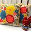 Set of Two Floral Fiesta Cushion Covers - Bold Multicolor Floral Embroidery for Modern Room Setup