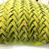 Verdant Smoking Weave Cushion Cover Close-Up - Intricate Green Velvet Weave Texture, Soft Premium Pillow