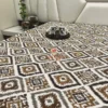 Bedroom view of Kalahari Ikat Geometric Bed sheet Set spread on bed, featuring all-over ikat diamond motif and coordinated pillow covers