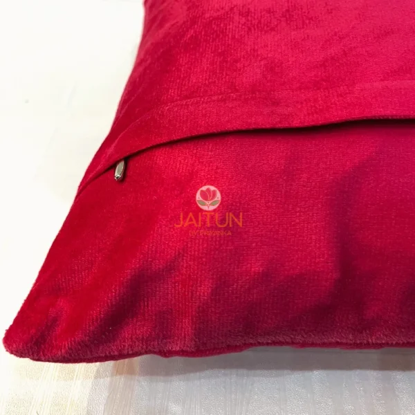 Velvet Luxe Zigzag Cushion Cover Hot Pink - Back View Showing Secure Flap Closure and Soft Velvet Fabric
