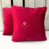 Velvet Luxe Zigzag Cushion Cover Hot Pink - Prominent Chevron Pattern Front and Side Display, Soft Velvet Sofa Pillow