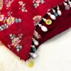 Close-up view showing intricate Mughal-inspired multicolor floral embroidery and exquisite hand-embroidered details on the Crimson Bloom Wedding Blouse.