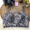 Front view of Midnight Bloom Metallic Floral Wedding Blouse featuring black and gold metallic floral weaving on a grey base, perfect for weddings and festive wear.