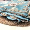 Nooré Celeste Saree Embroidered Border Detail Folded view of Nooré Celeste designer organza silk saree highlighting luxurious scalloped embroidered border with sequins and bead embellishments.