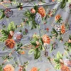 Bluebell Blossom Floral Double Bedsheet – Full View Bluebell Blossom double bedsheet with large orange, blue and green floral print on a soft blue base