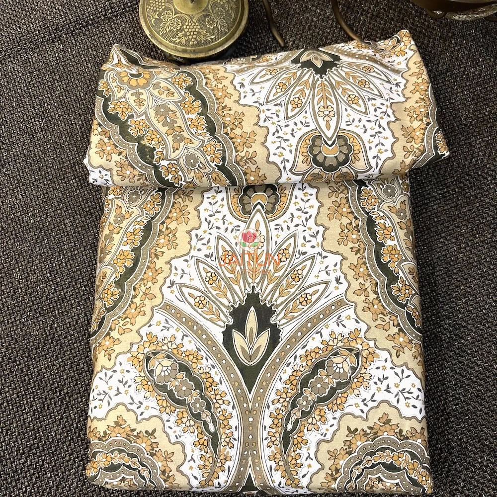 Desert Royale Bedsheet – Folded Set Desert Royale printed bedsheet featuring an intricate oversized floral and ornamental motif