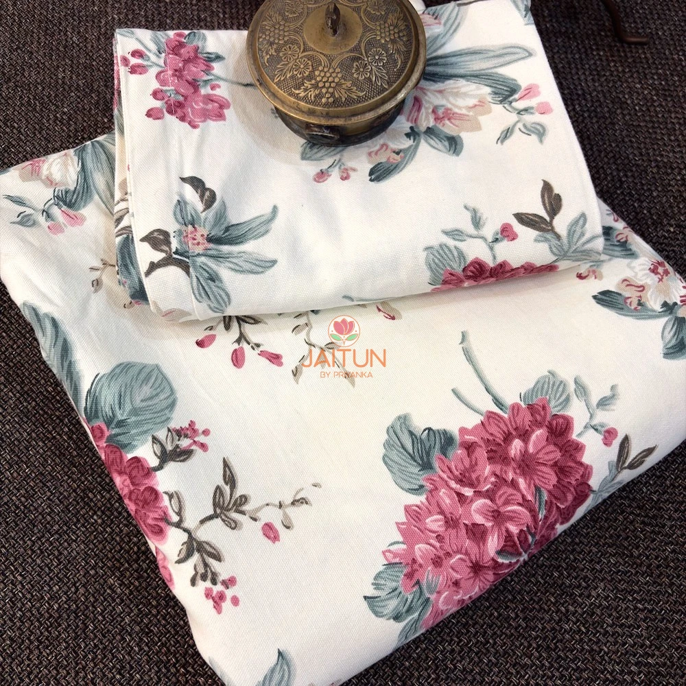 English Garden Bedsheet – Folded Set English Garden bedsheet set with pink floral print on an ivory base