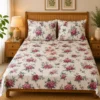 English Garden Floral Bedsheet – Styled Bed View English Garden floral bedsheet with matching pillow covers styled on a double bed
