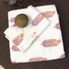 Foliage Petals Ivory bedsheet set with mauve and mustard botanical print by Jaitun