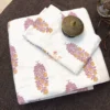 Folded Foliage Petals Ivory bedsheet showcasing mauve and mustard floral print