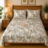 Little Deer Meadow Bedsheet – Bedroom View Little Deer Meadow bedsheet with matching pillow covers styled on a double bed