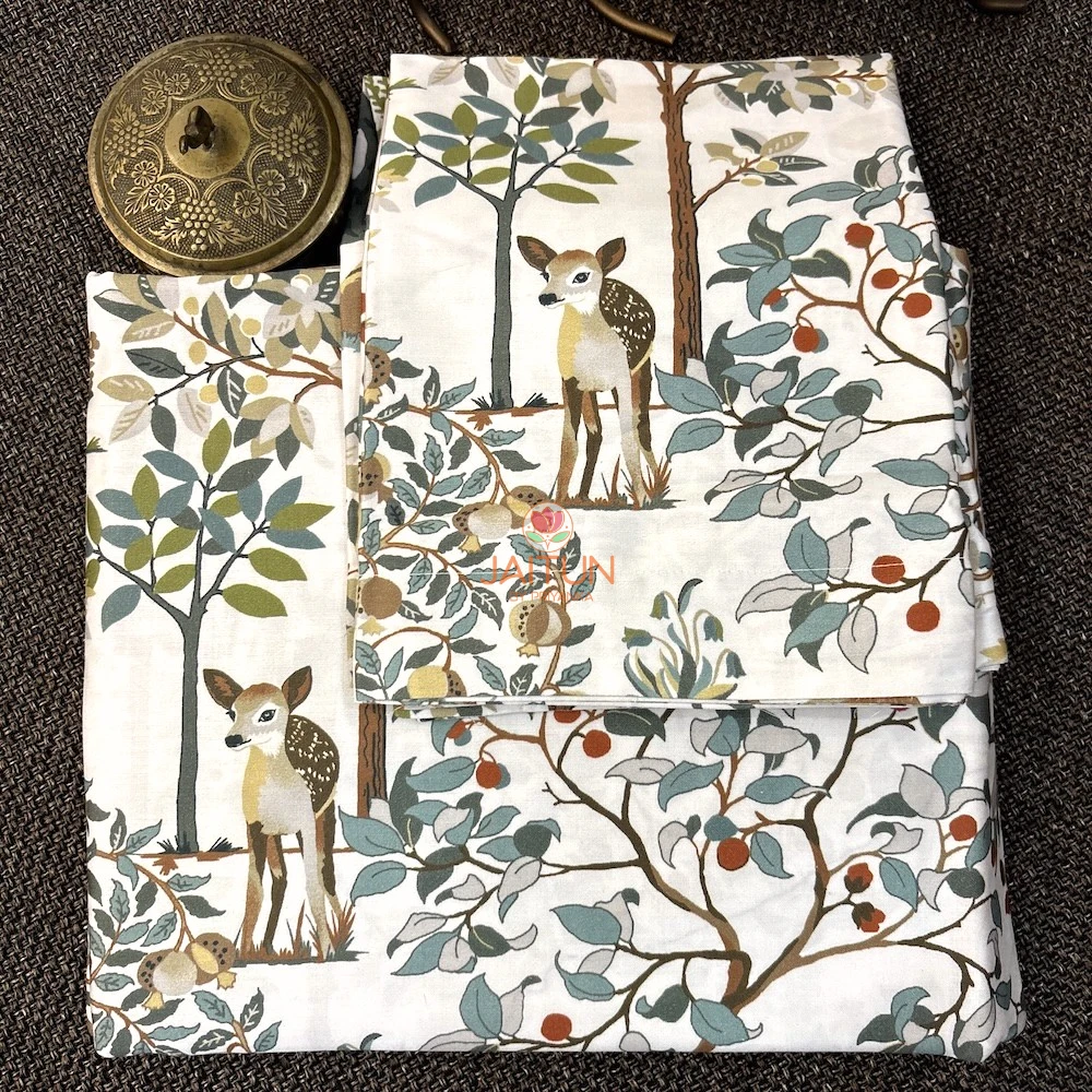 Little Deer Meadow Bedsheet – Complete Set Little Deer Meadow bedsheet set with coordinated woodland deer and foliage print