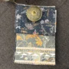 Midnight Botanica bedsheet and matching pillow cover featuring navy blue, grey and ochre botanical print