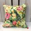 Emerald Peacock Blossom Embroidered Cushion Cover featuring peacock motifs, floral embroidery and luxurious decorative detailing
