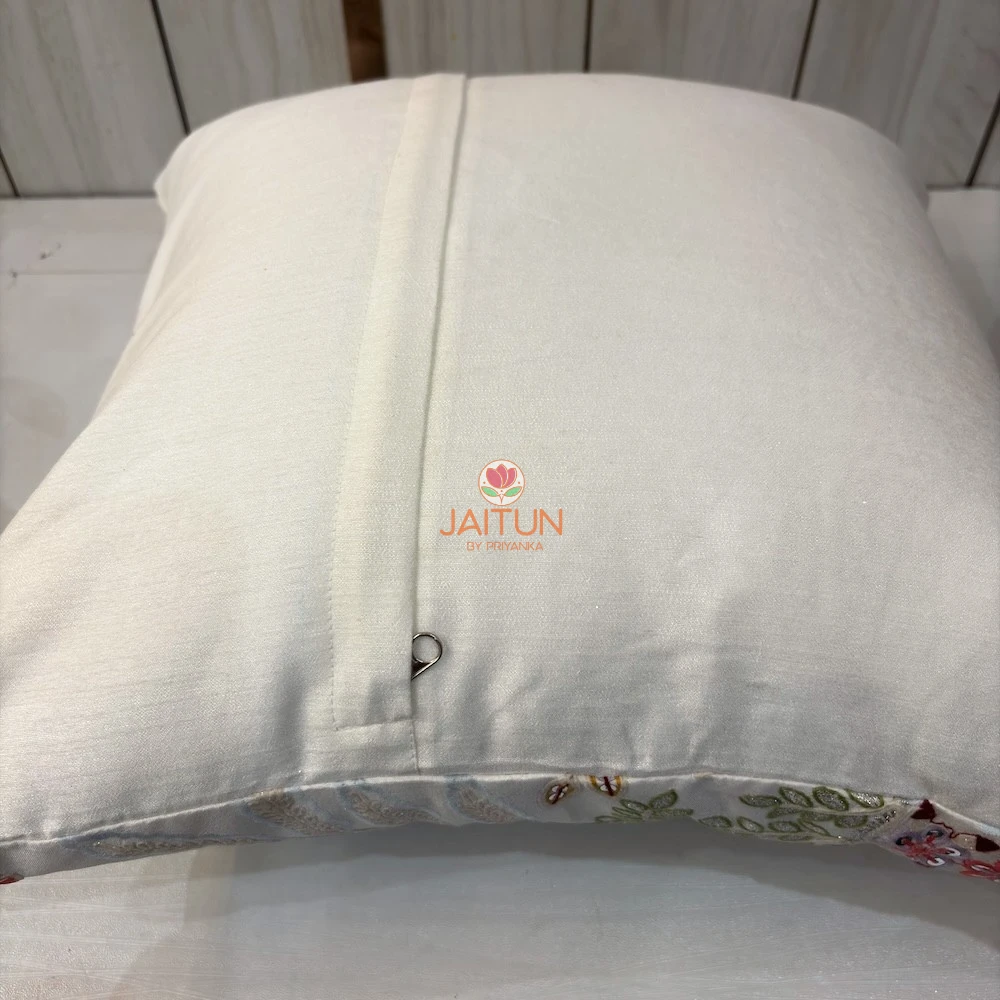 rose-botanica-embroidered-floral-cushion-cover-pair-back-view Rosé Botanica Embroidered Floral Cushion Cover Back – View
