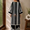Black Ivory Elegance Kurta Set – Back View Black Ivory Elegance Kurta Set back view with striped kurta and embroidered pants